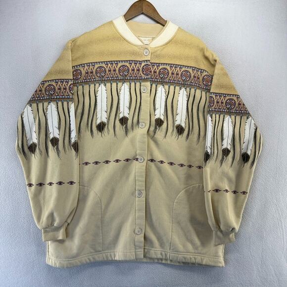 Art Unlimited Sweaters - Vintage Art Unlimited Sweatshirt Women's One Size Cardigan Aztec All Over 90s